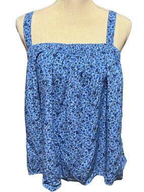 Old Navy Blue Floral Tie Back Tank Top L Boho Rayon